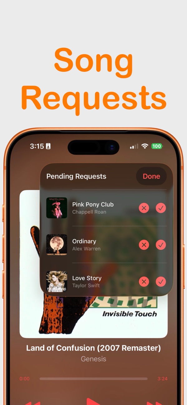 Song requests approval screen