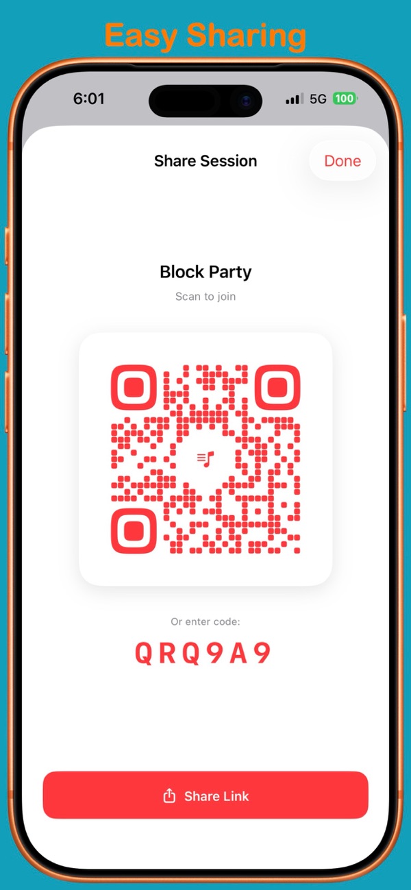 Share a session with a QR code and join code